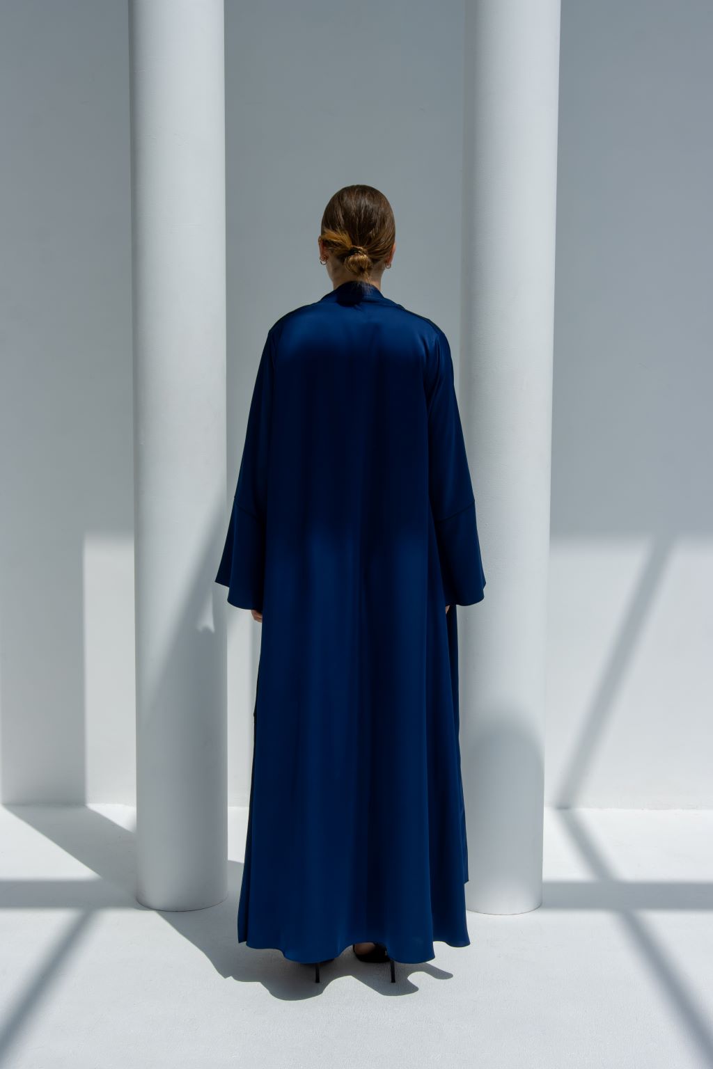 Back view of Fouz Abaya showcasing the A-line fit and modest design suitable for any occasion | Selected Lines