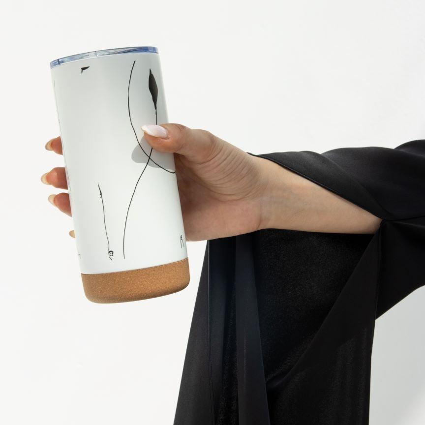 Medium Tumbler displaying the lid design and opening mechanism | Selected Lines