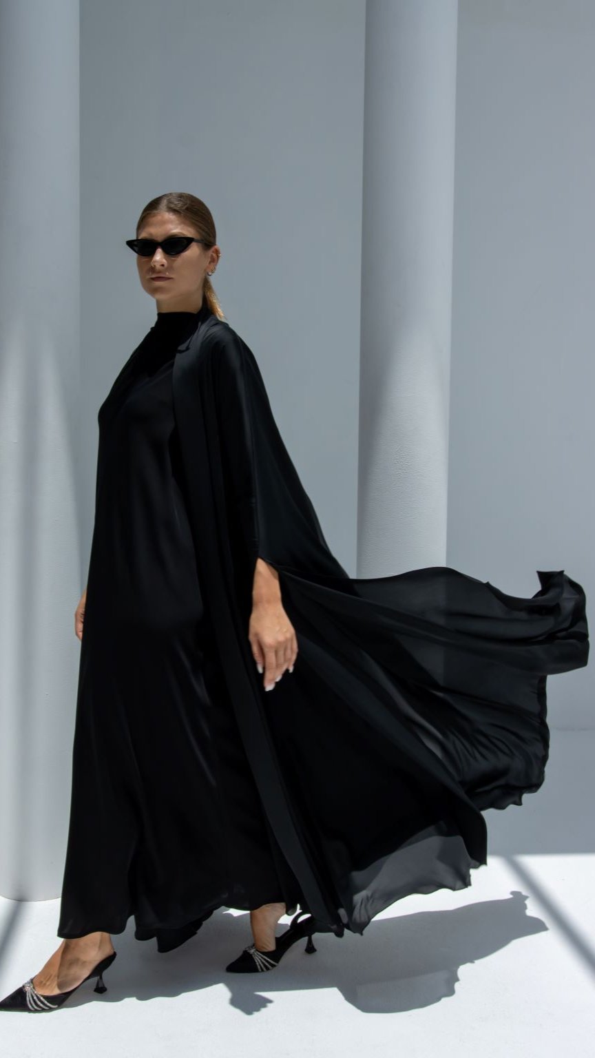 Mermaid Abaya paired with matching dress, offering a sophisticated ensemble for special occasions | Selected Lines