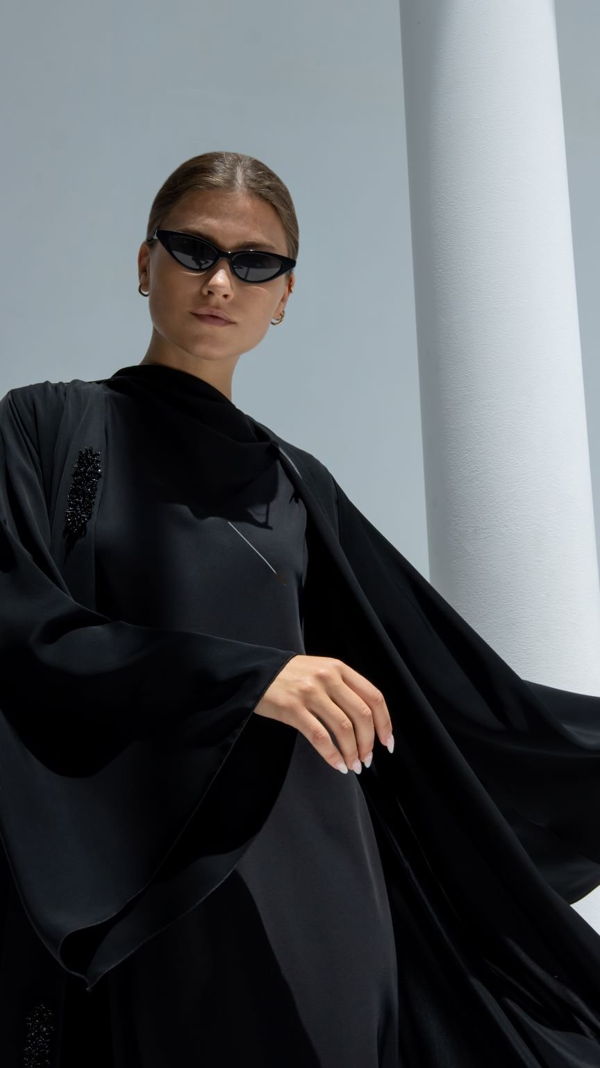 Pop-up Abaya paired with matching dress, offering a sophisticated ensemble for special occasions | Selected Lines
