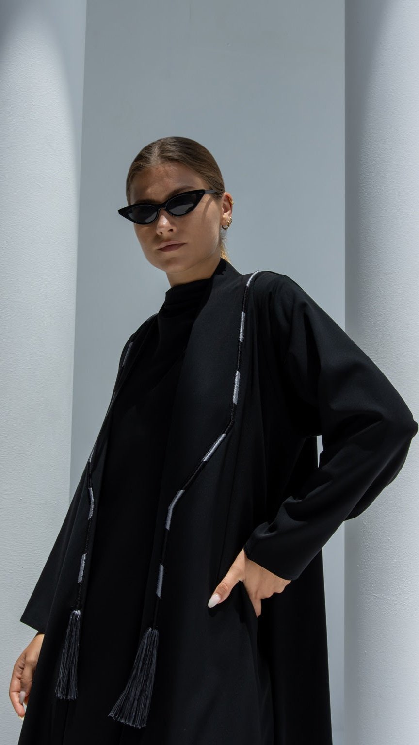 Rope Abaya paired with matching dress, offering a sophisticated ensemble for any occasion | Selected Lines