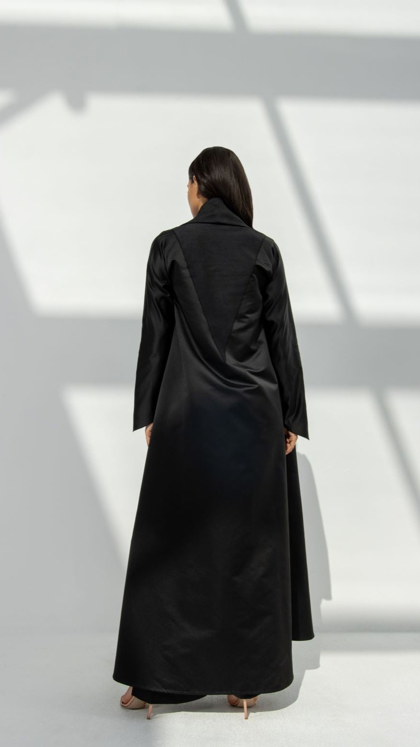 Back view of Smart Abaya showcasing the blazer cut design and elegant tailoring | Selected Lines