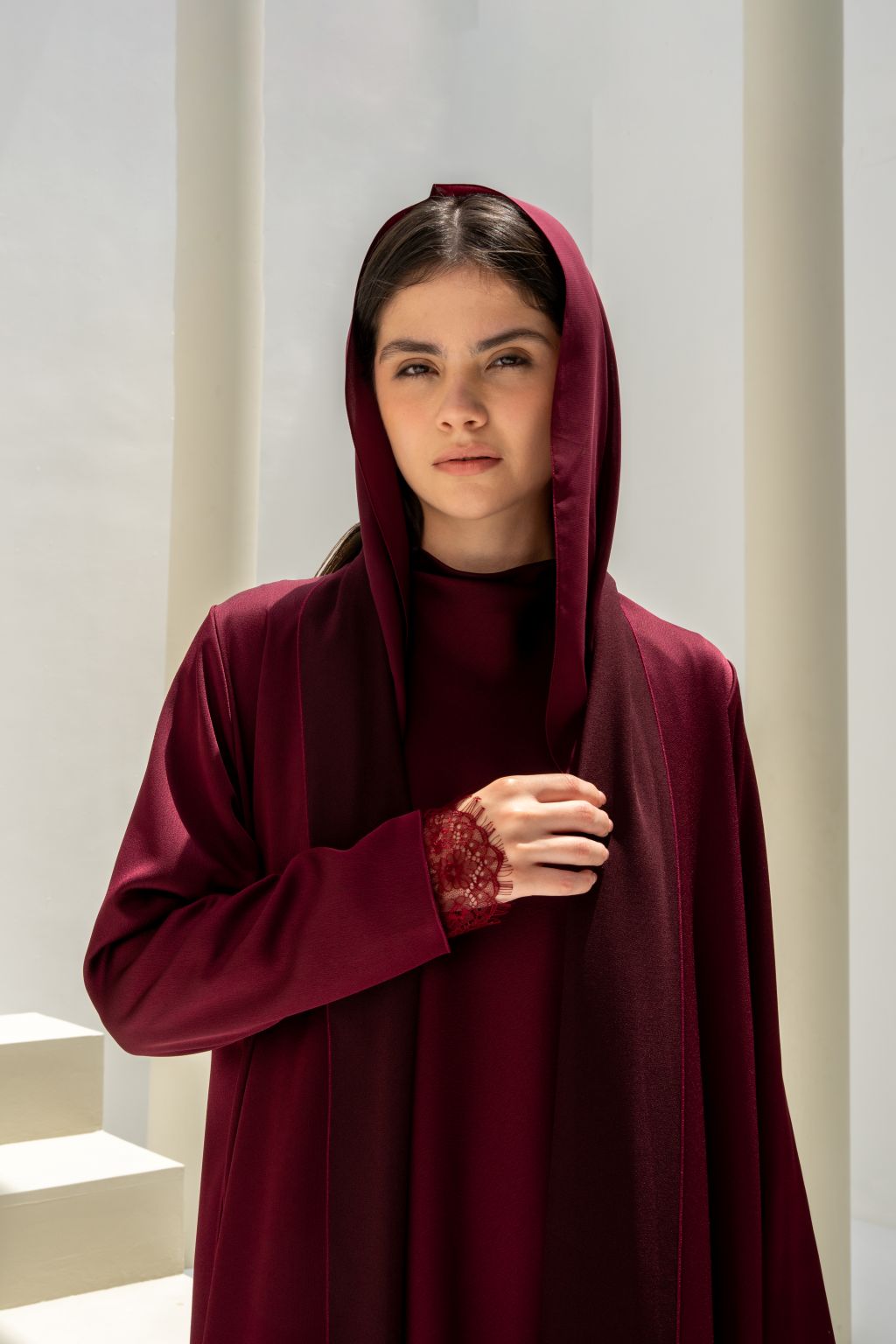 Maroon Lace Elegance