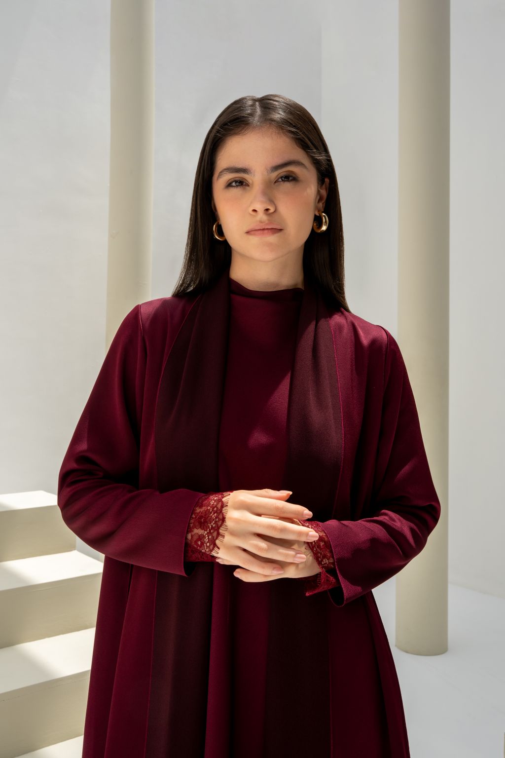 Maroon Lace Elegance