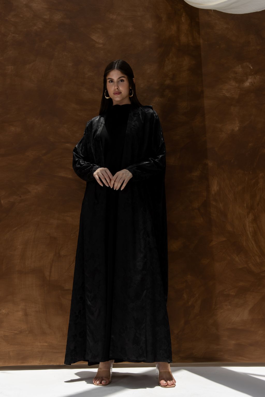 Selected Lines black Bahraini abaya for women with full-length design and elegant fit