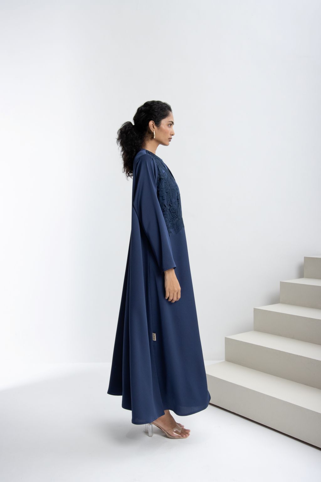 Luxury embroidered abaya in navy with elegant design for stylish women